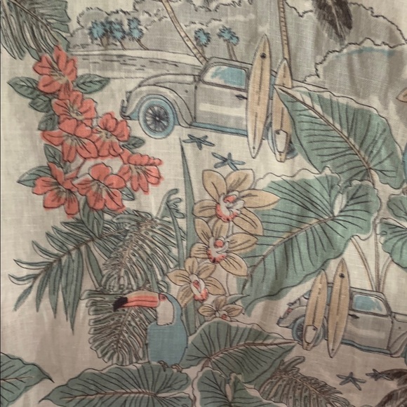 100% Linen Tropical Print Sleeveless Dress - Picture 6 of 6